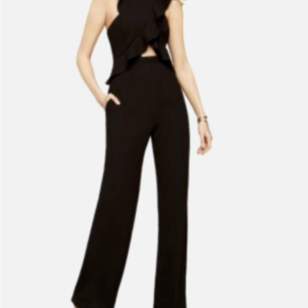 BCBGMaxAzria Black Ruffled Jumpsuit